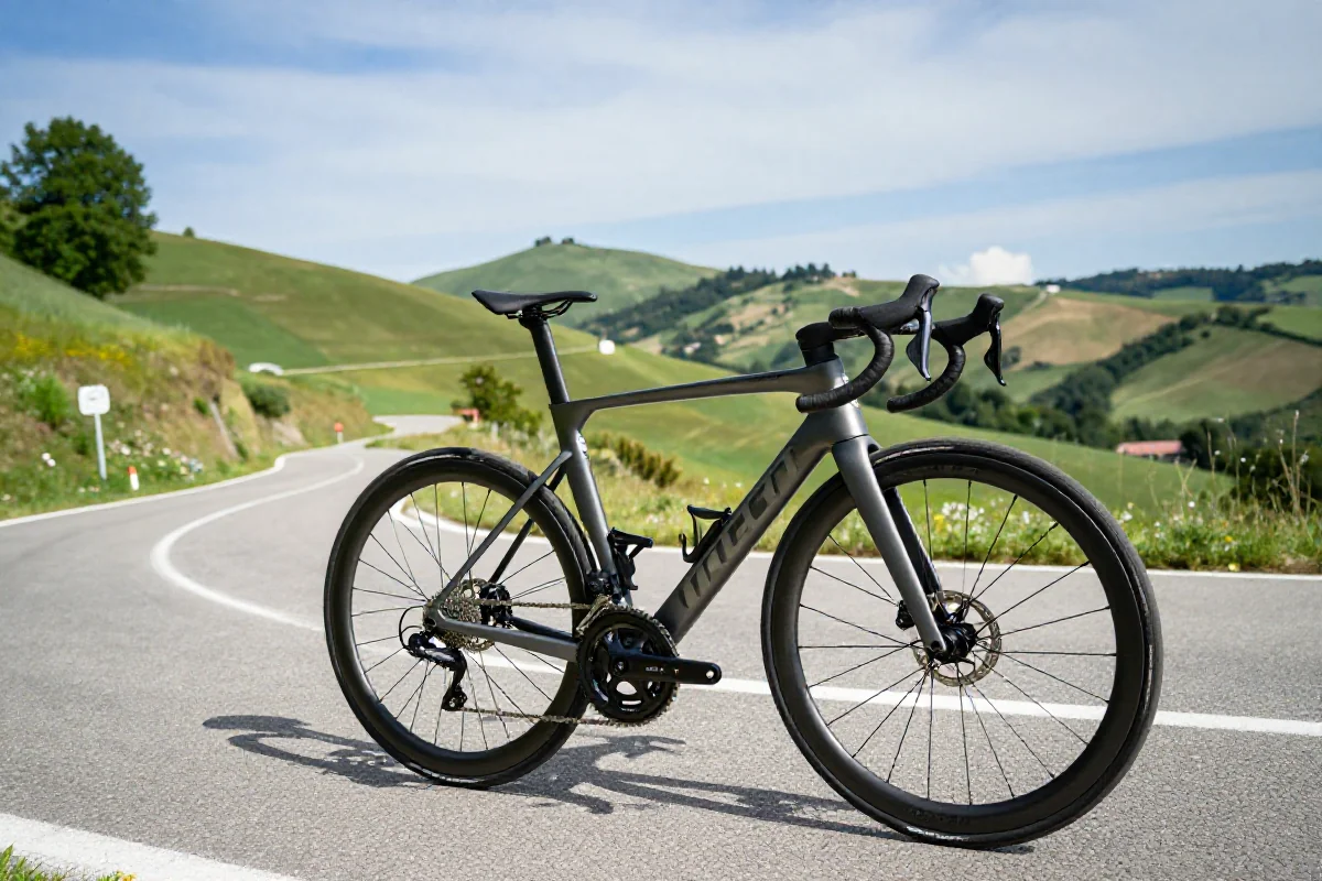 Rower szosowy na malowniczej trasie Gran Fondo we Włoszech.