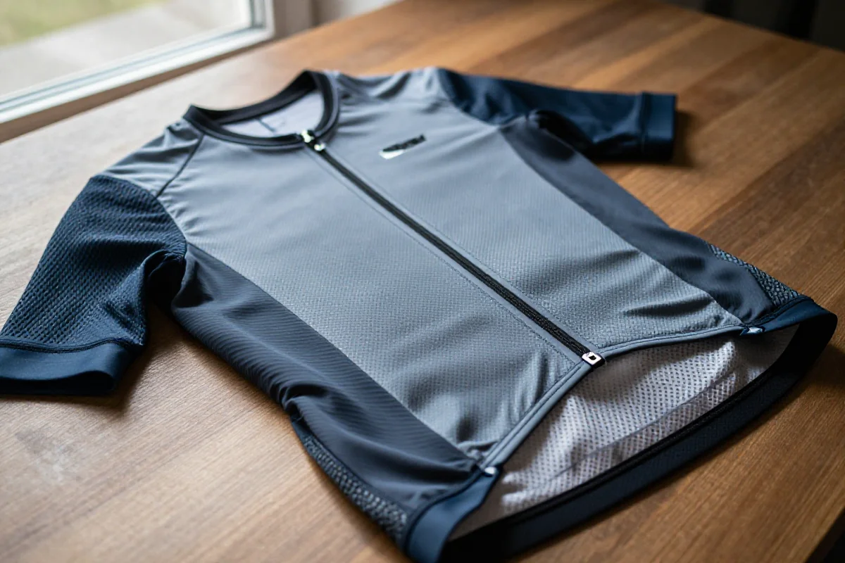 Koszulka letnia dla profesjonalistów z technicznych materiałów na stole.