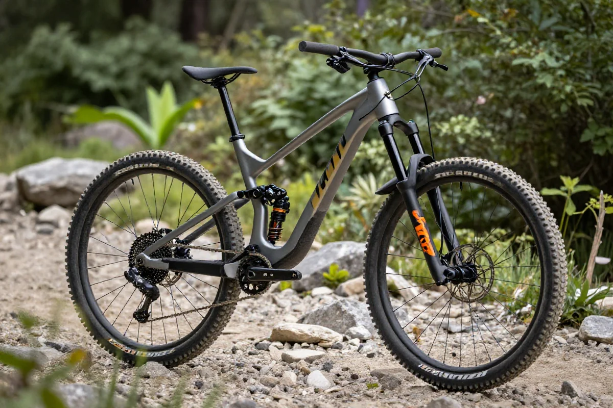 Rower górski na szlaku, ukazujący różnice między stylami Trail i All-Mountain.