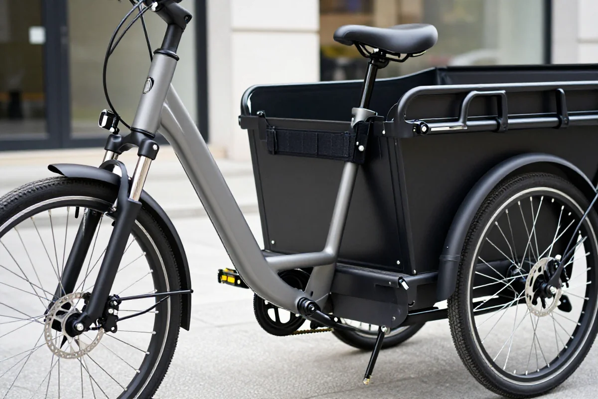 Nowoczesny rower cargo elektryczny do transportu rodzinnego w miejskim otoczeniu.