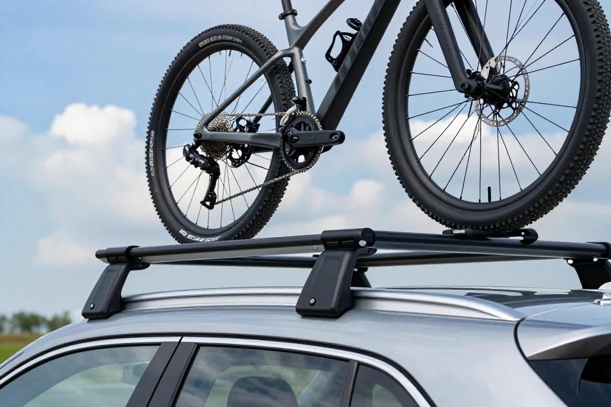 Bagażnik dachowy do transportu rowerów górskich na samochodzie
