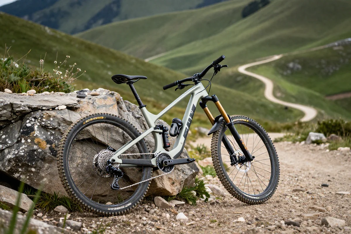 Rower downhill w bike parku, piękne tereny górskie w Polsce.