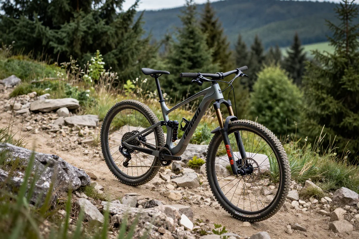 Rower górski na trasie MTB w Roztoczu, Polska.