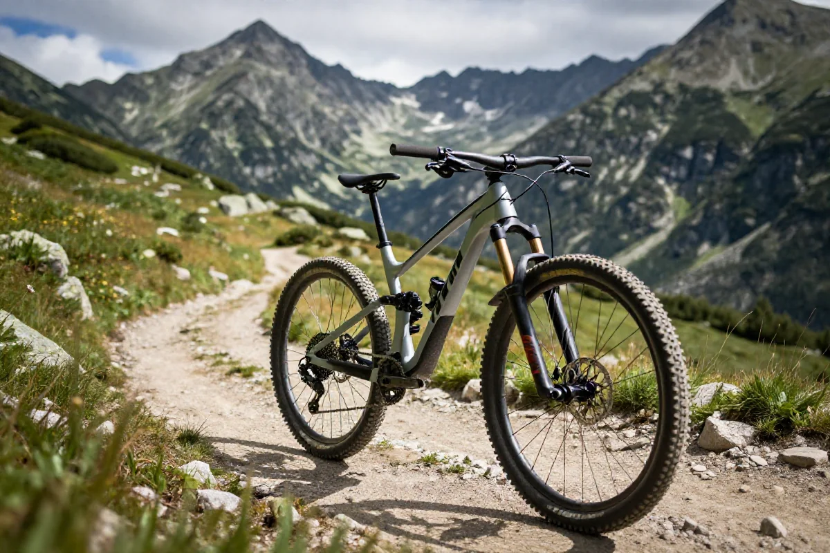 Rower górski na szlaku w Tatrach, idealny do MTB i enduro.