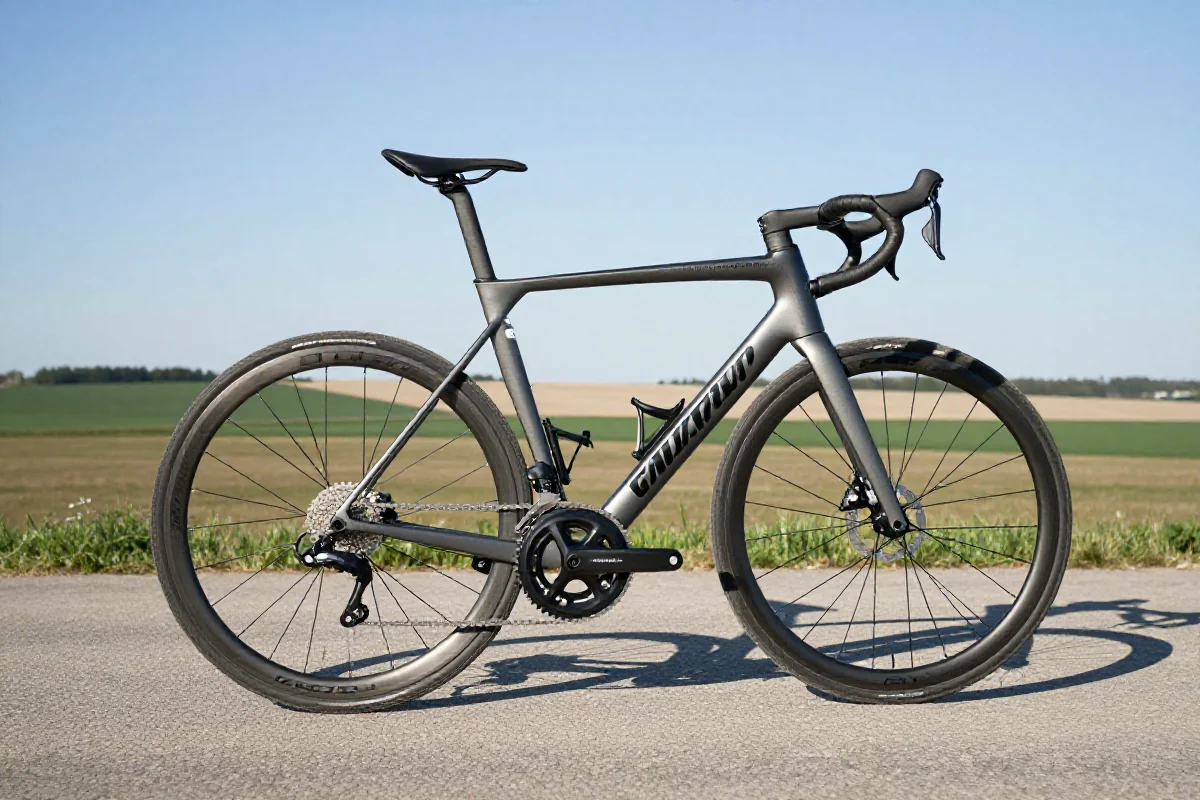 Szosowy rower na płaskim terenie w Nizinnych Regionach Polski