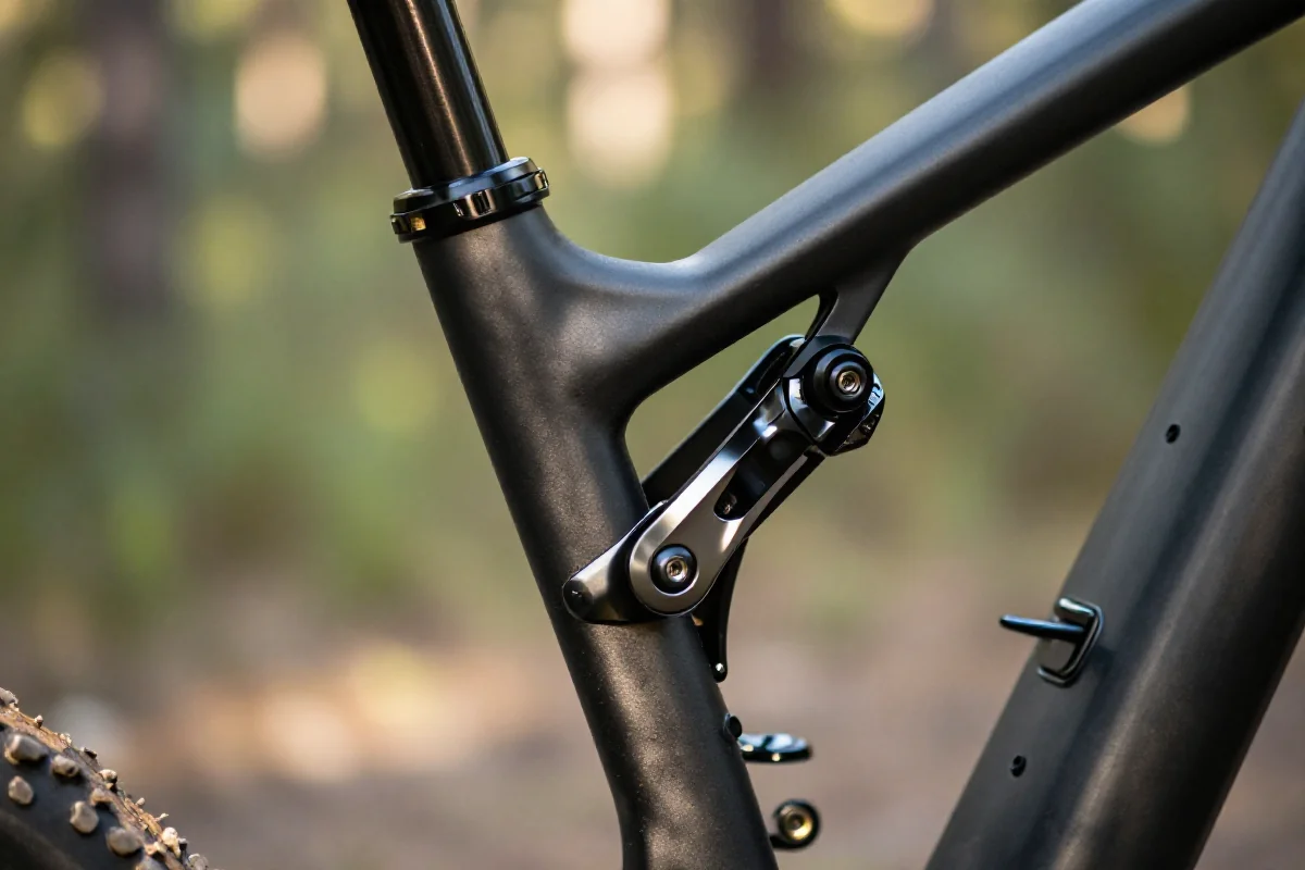 Nowoczesna sztyca dropper do roweru górskiego, pokazująca mechanizm regulacji wysokości.