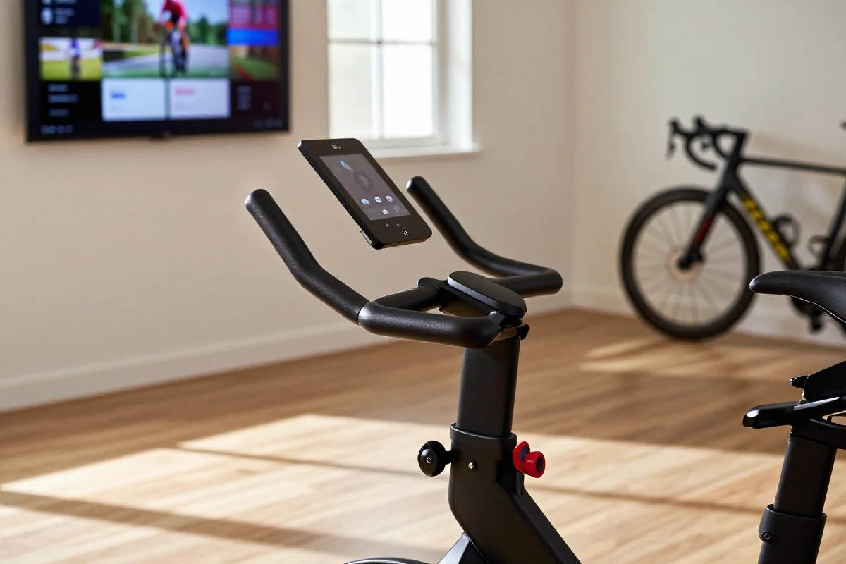 Nowoczesny trenażer do treningu indoor dla kolarzy szosowych.