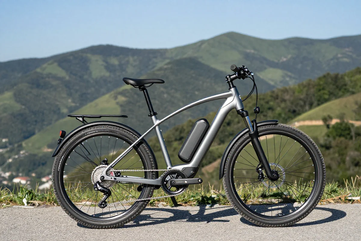 E-bike w malowniczym widoku górskim, idealny do turystyki i długich tras.