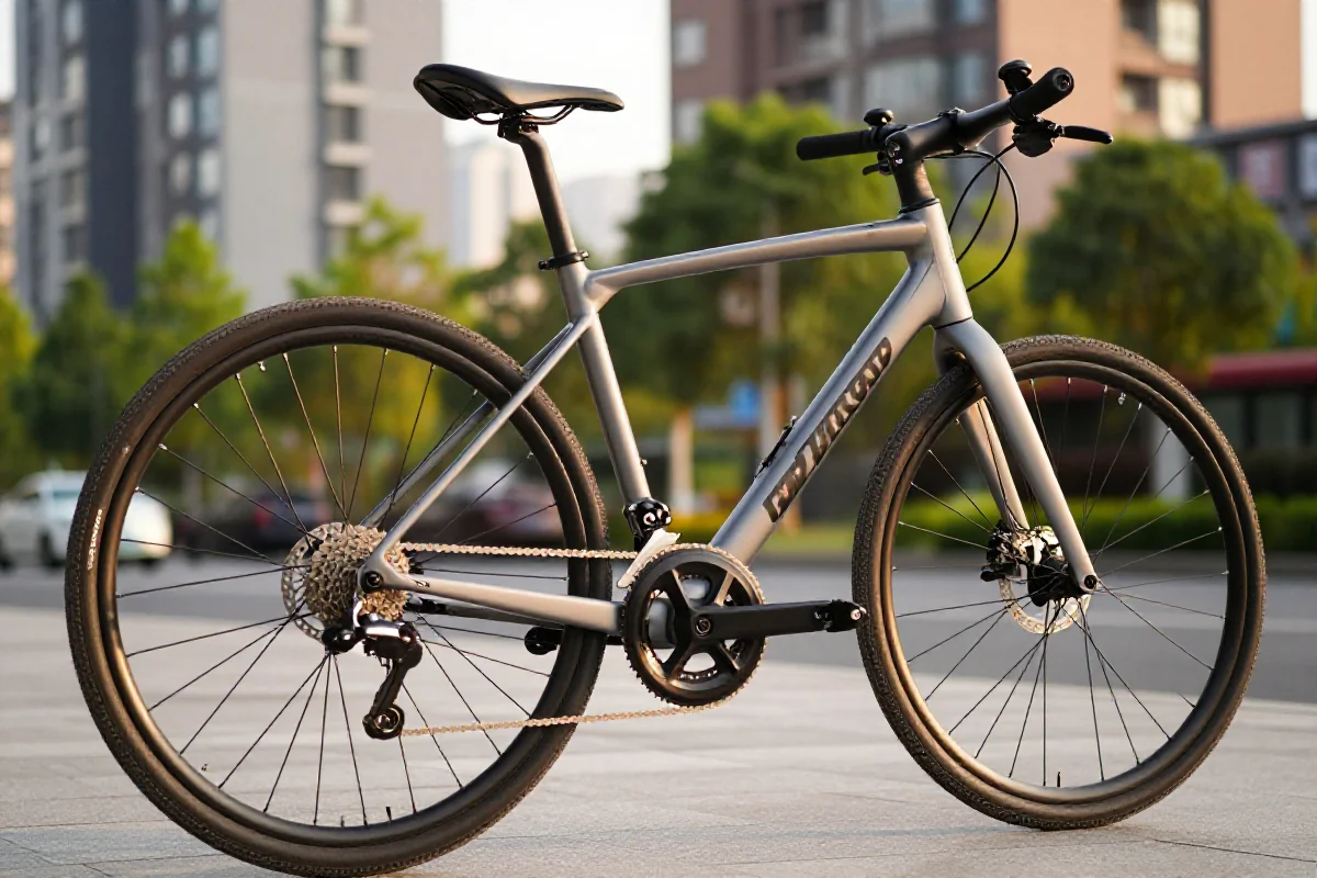 Nowoczesny rower miejski w miejskim otoczeniu, idealny dla rowerzystów.