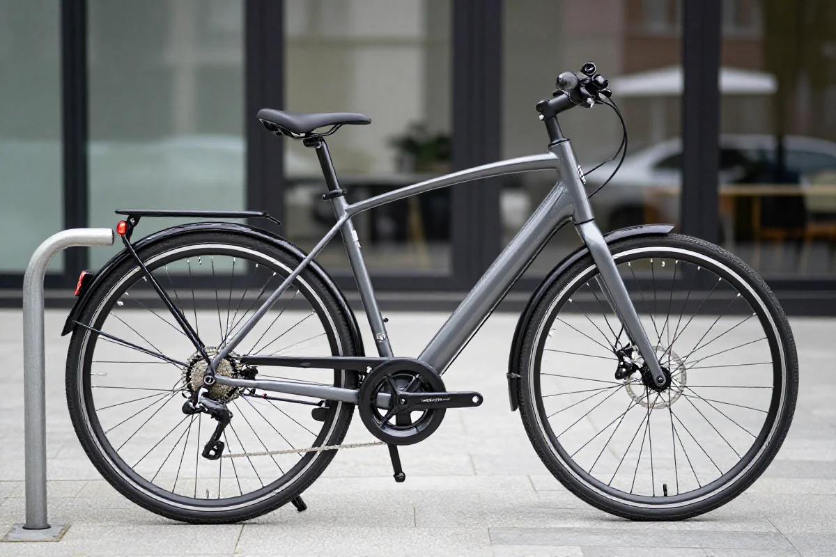 Zdjęcie elektrycznego roweru w miejskim otoczeniu, podkreślające nowoczesny design.