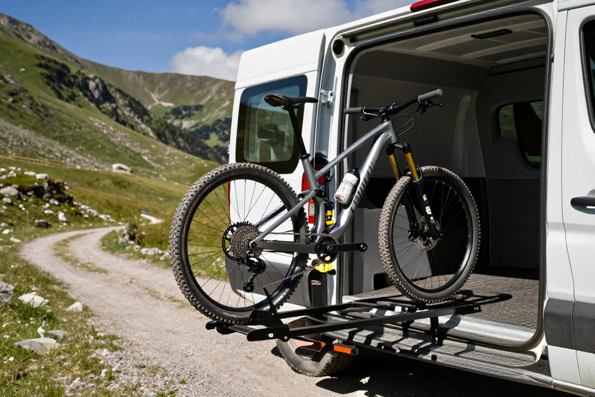 Usługi shuttle MTB w górach, transport roweru na szczyt trasy.