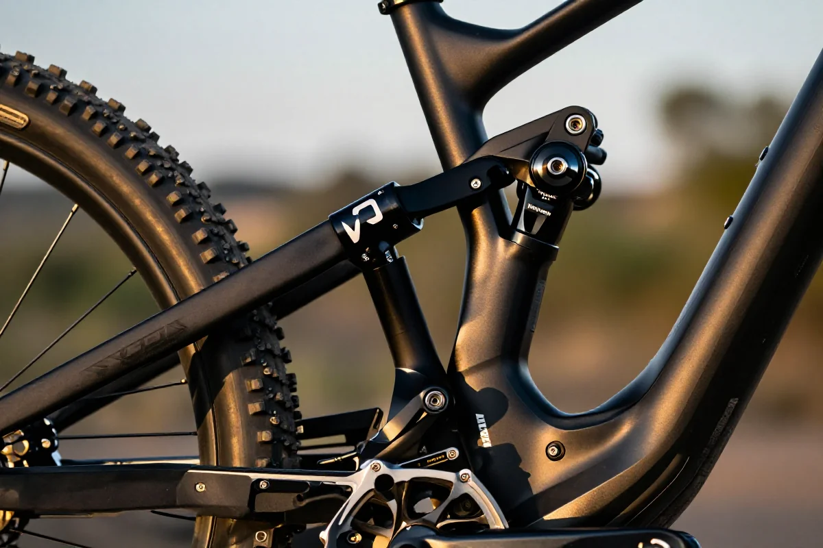 System zawieszenia VPP w rowerze górskim, szczegóły z bliska.