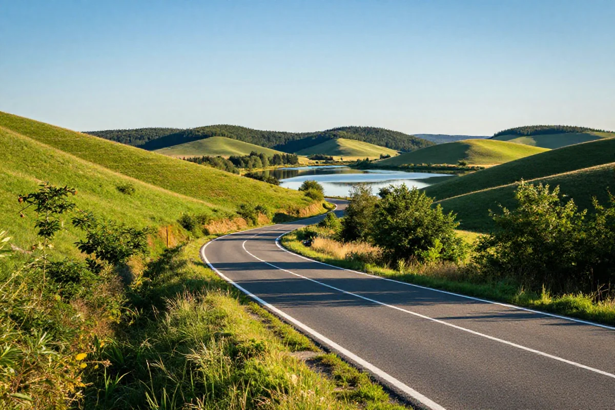 Malownicza trasa rowerowa w Warmii i Mazurach z widokiem na jezioro