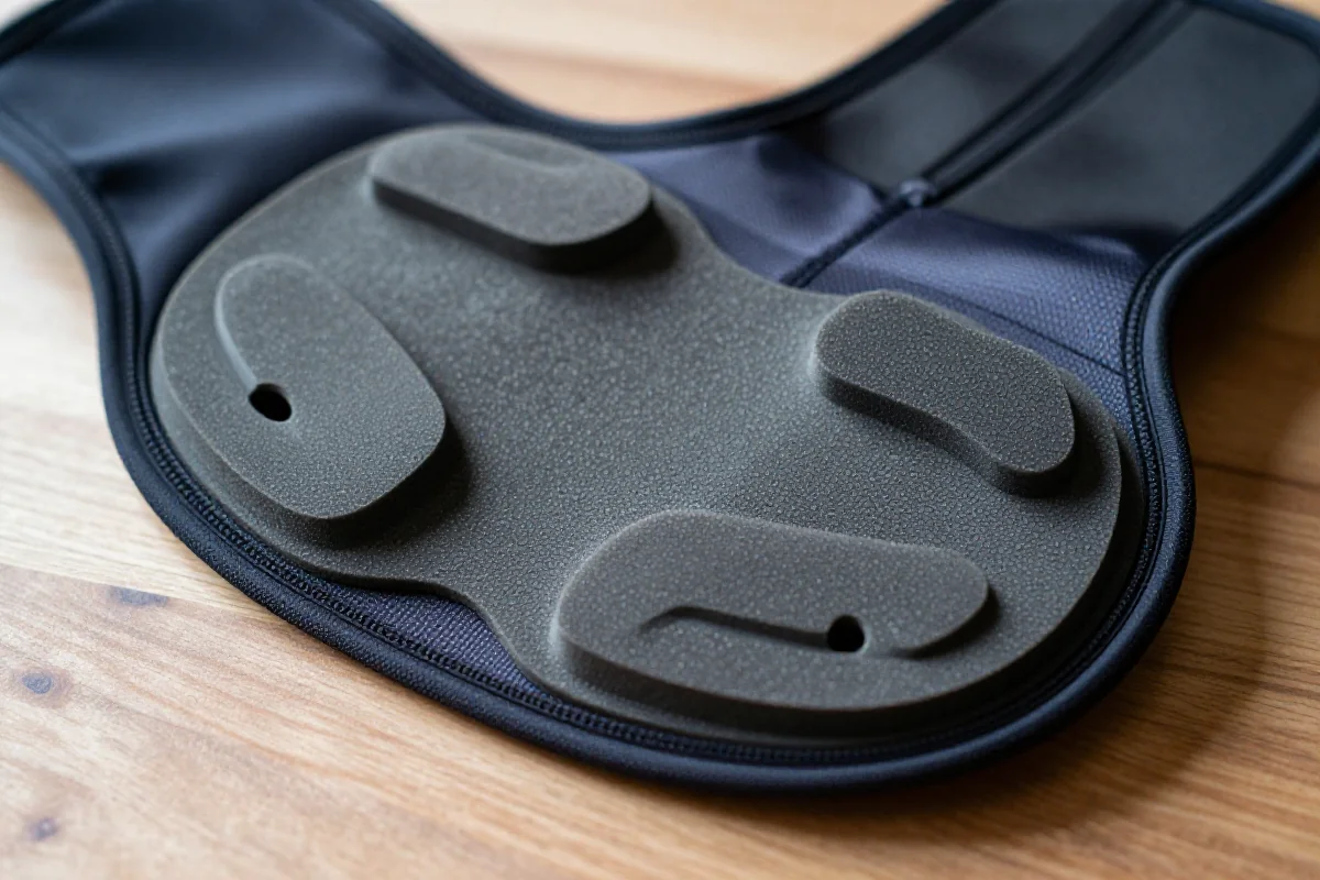 Wkładka chamois do spodenek kolarskich, z detalami materiałów i warstwami