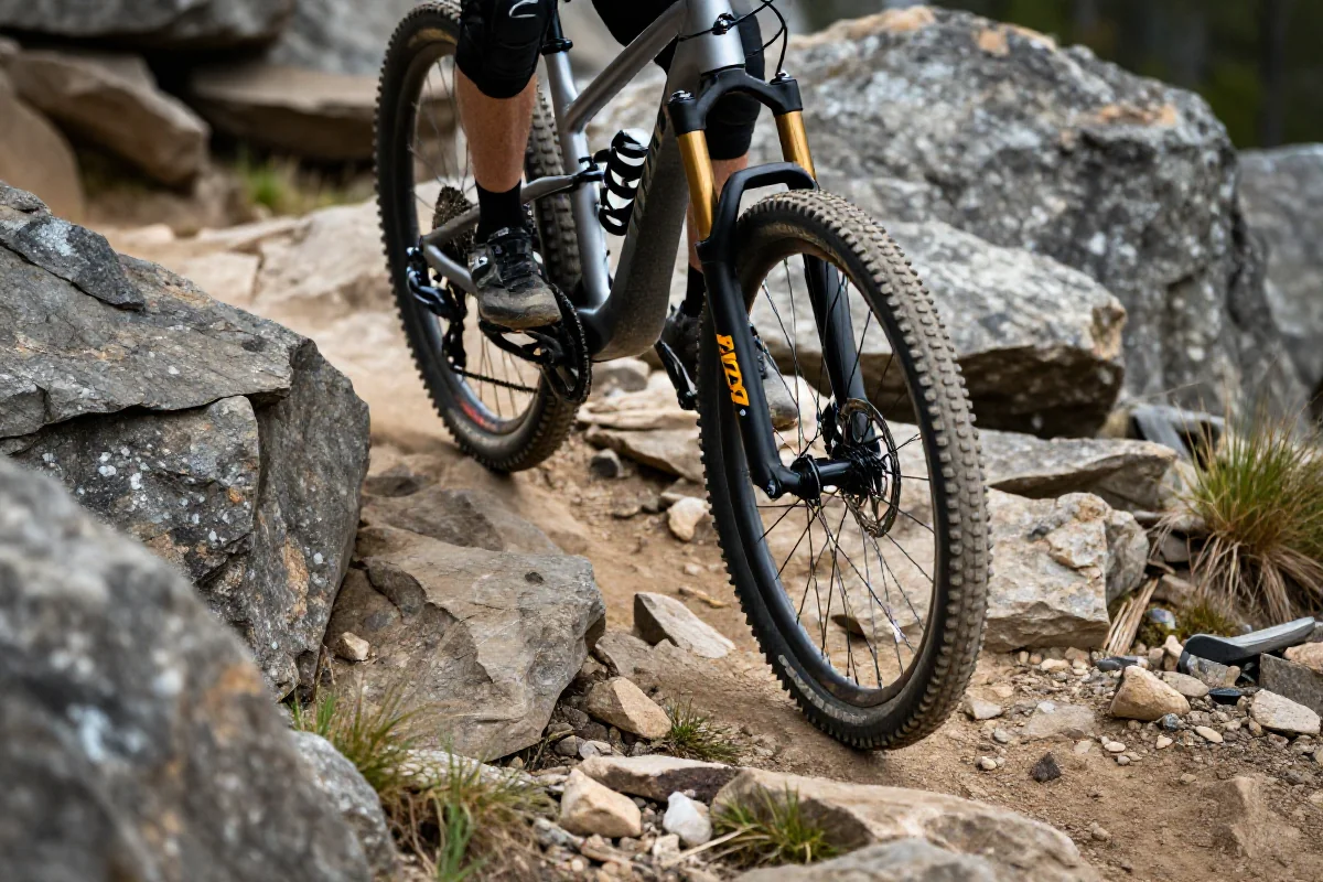 Mountain bike na kamieniach, techniki jazdy i umiejętność wyboru linii.