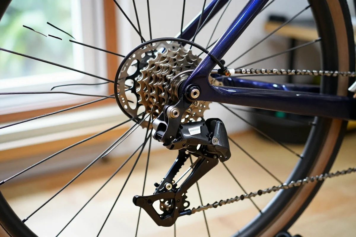 Szczegóły przerzutek i linek w rowerze miejskim, serwisowanie roweru