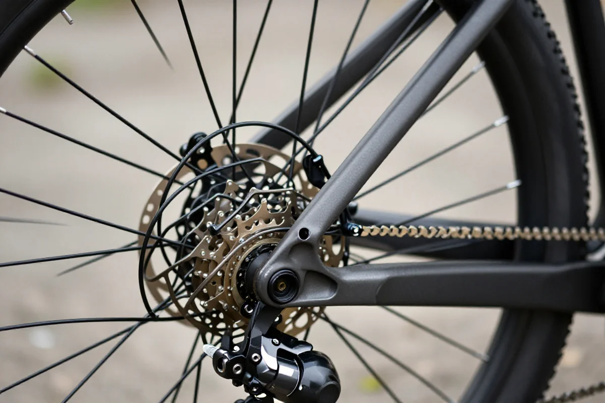 Wymiana linek w rowerze górskim z wewnętrznym prowadzeniem kabli.