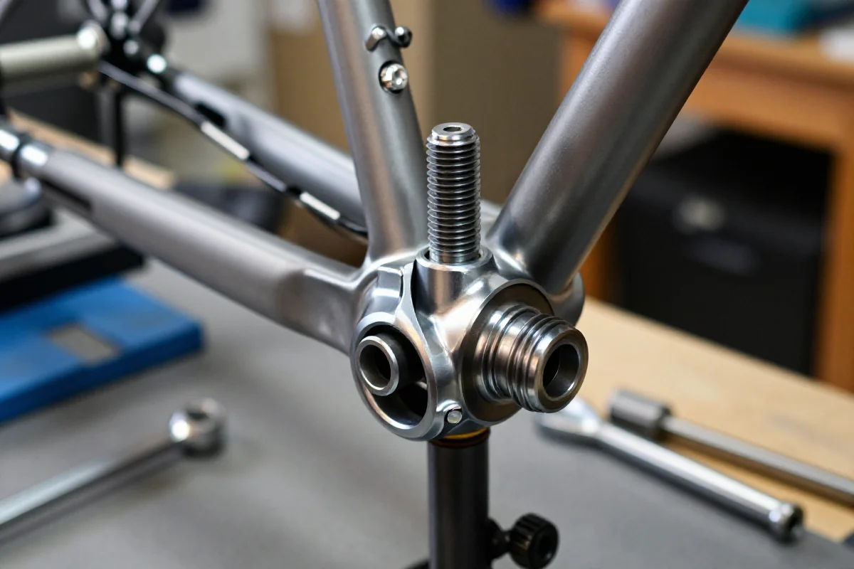 Wymiana suportu BSA gwintowanego na ramie roweru górskiego.