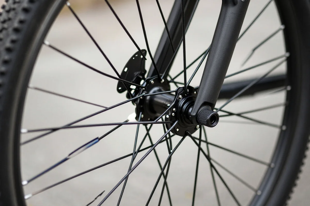 Wymiana szprych w kole MTB - szczegóły szprych i piasty rowerowej.