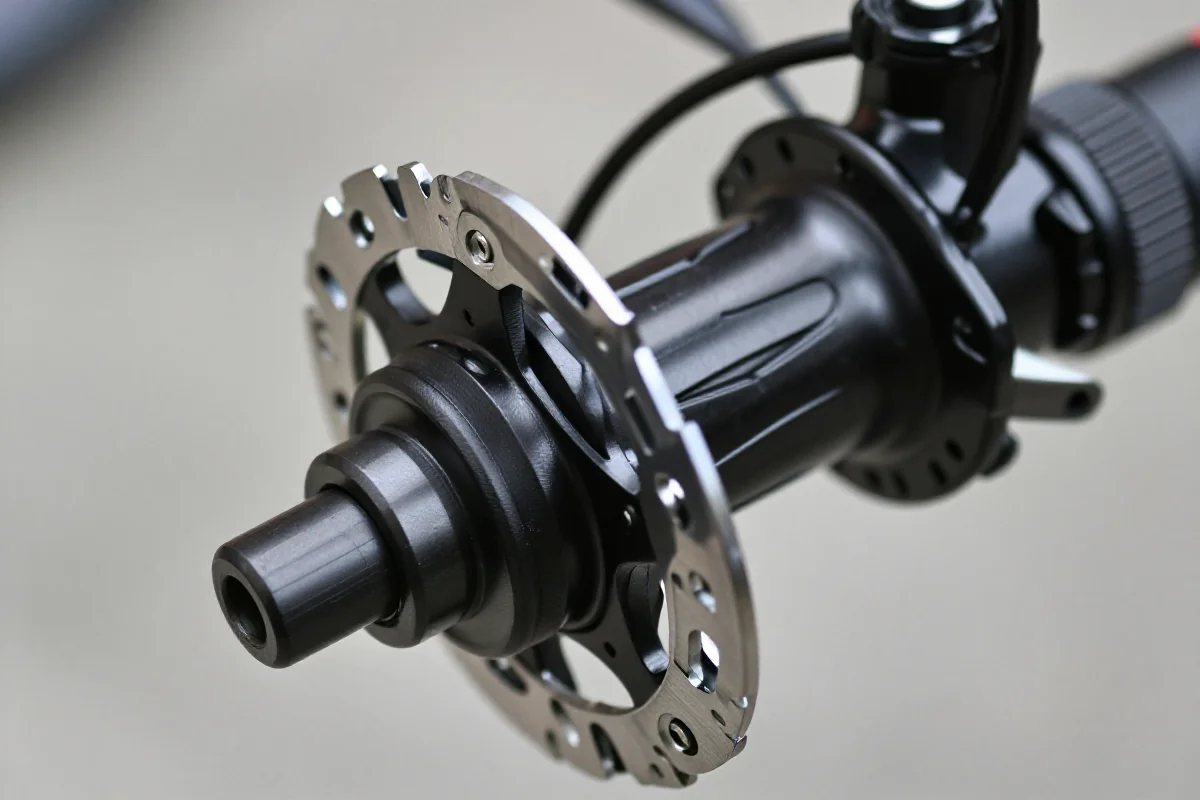 Zbliżenie na mechanizm zapadkowy piasty rowerowej w trakcie serwisowania.