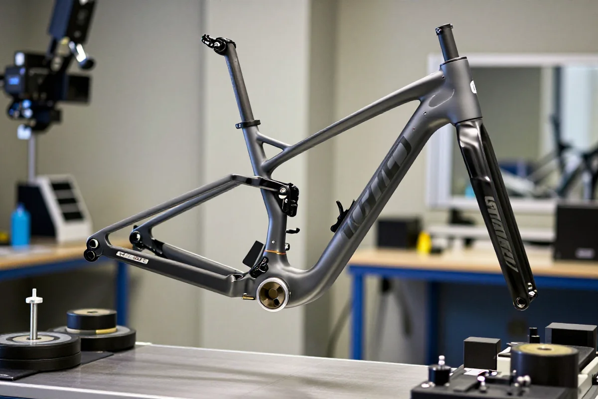 Testowanie ram rowerów górskich w laboratorium, wytrzymałość i bezpieczeństwo