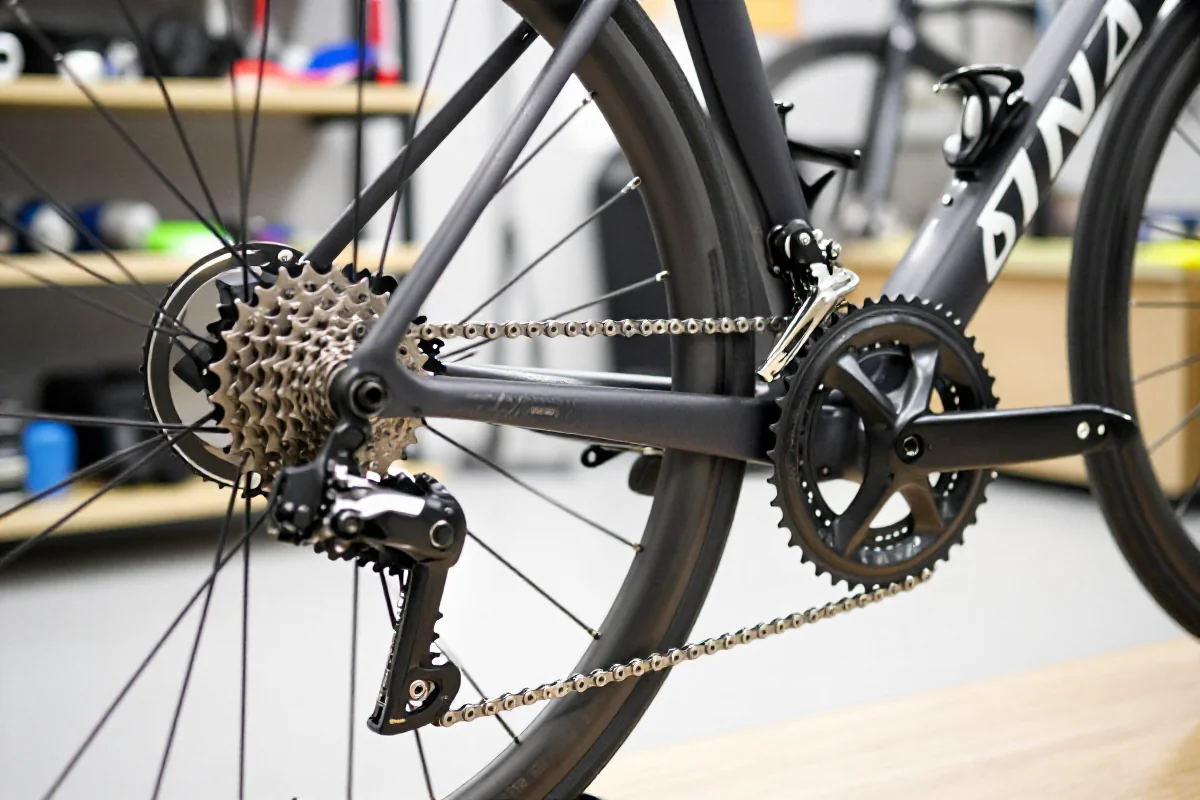 Nowoczesny rower szosowy z systemami napędowymi 1x i 2x.