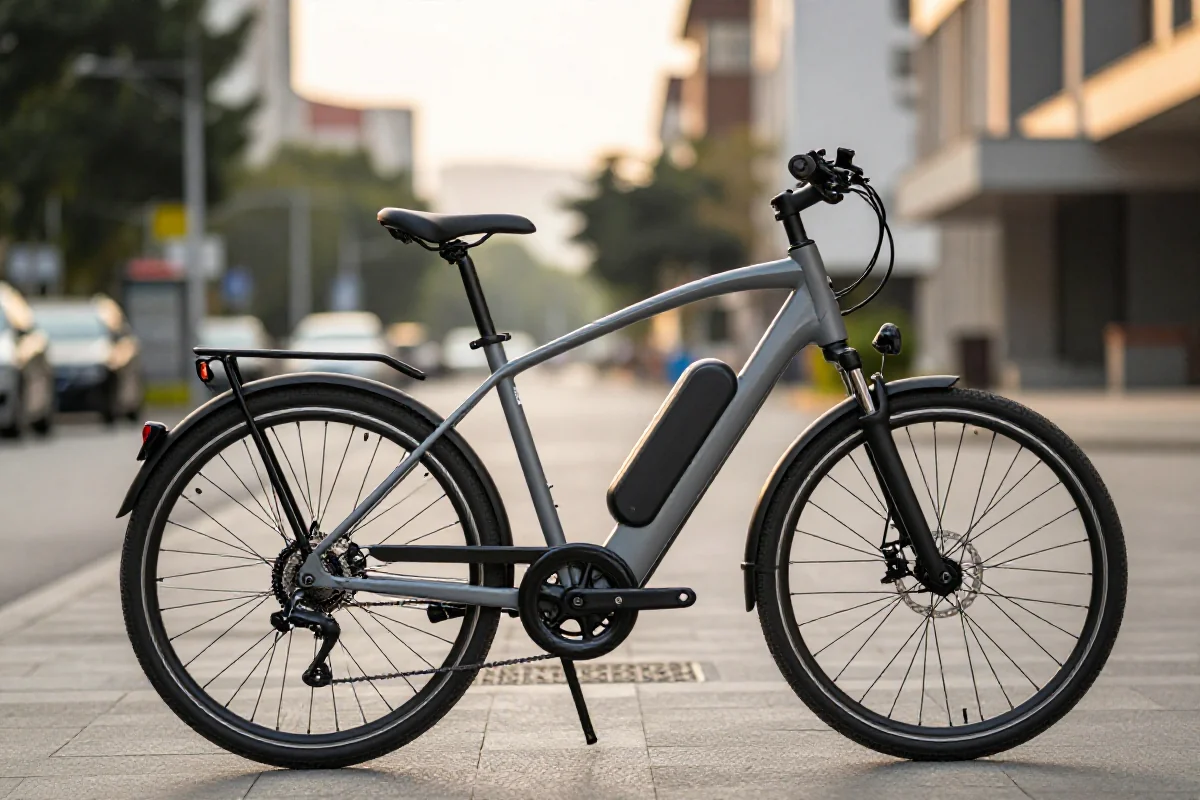 Nowoczesny rower elektryczny na tle miejskiego krajobrazu w Polsce.
