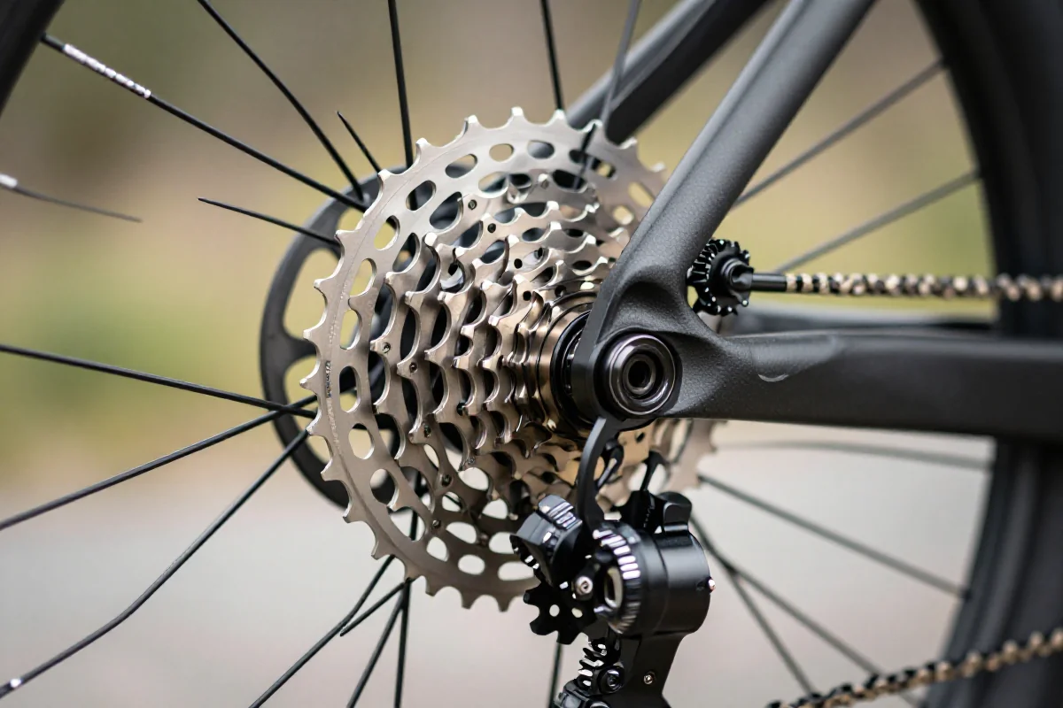 Nowoczesna kaseta MTB 10-52T do rowerów górskich, detale zębatek.