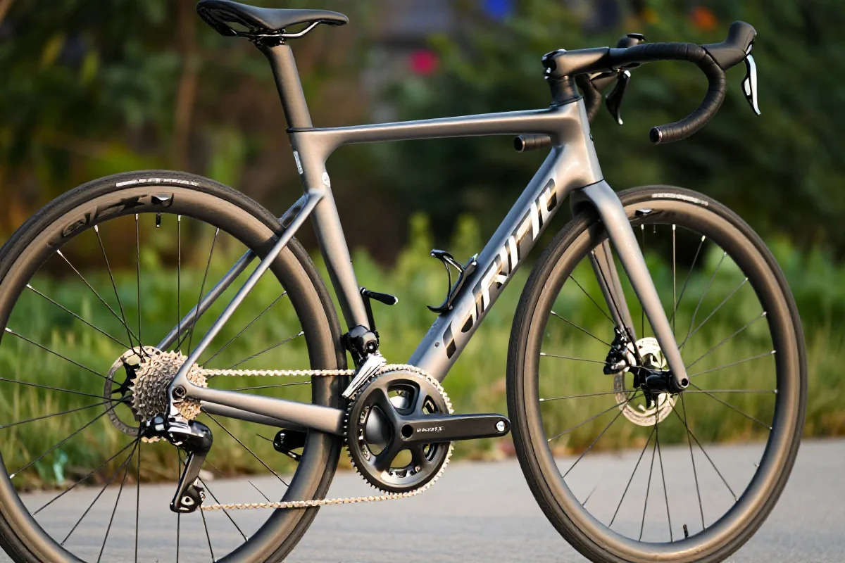 Szczegóły roweru szosowego w naturalnym otoczeniu, bezpieczeństwo w grupie.