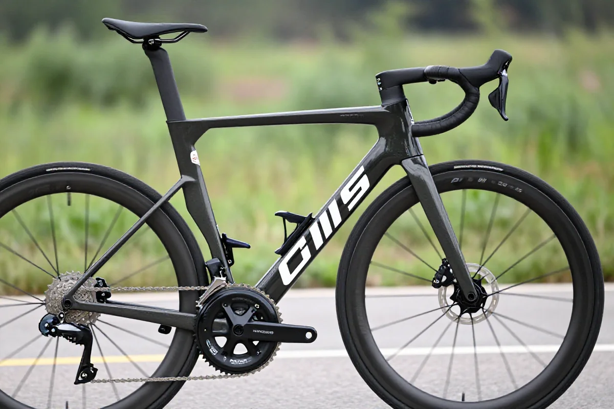 Szczegółowy widok na ramę roweru szosowego, idealny do długich jazd.