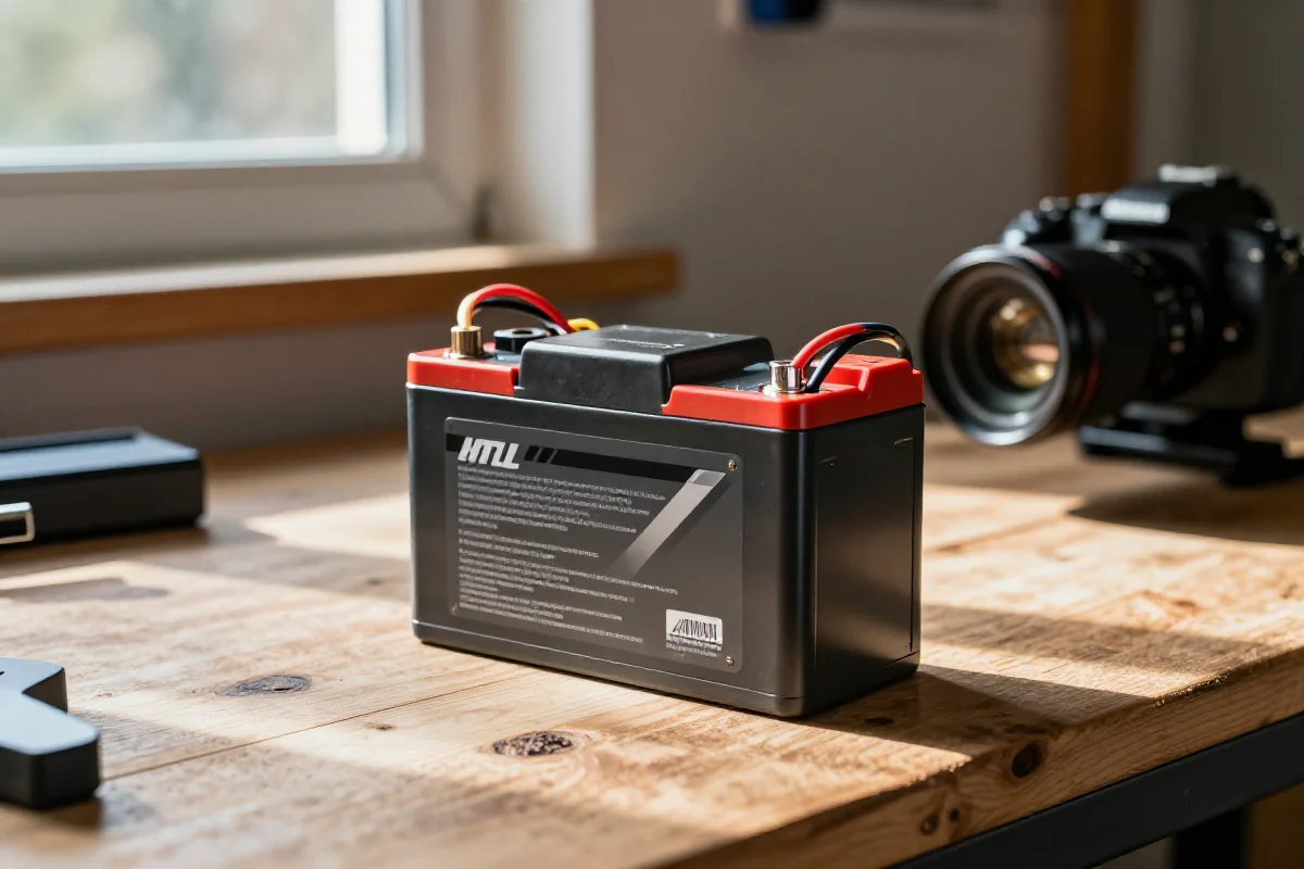 Bateria litowo-jonowa do roweru elektrycznego MTB w warsztacie.